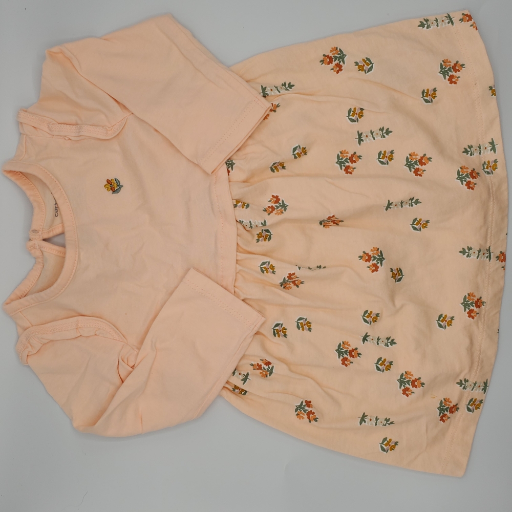 Long Sleeve Peach Floral Baby Girl Dress Size 12 Months